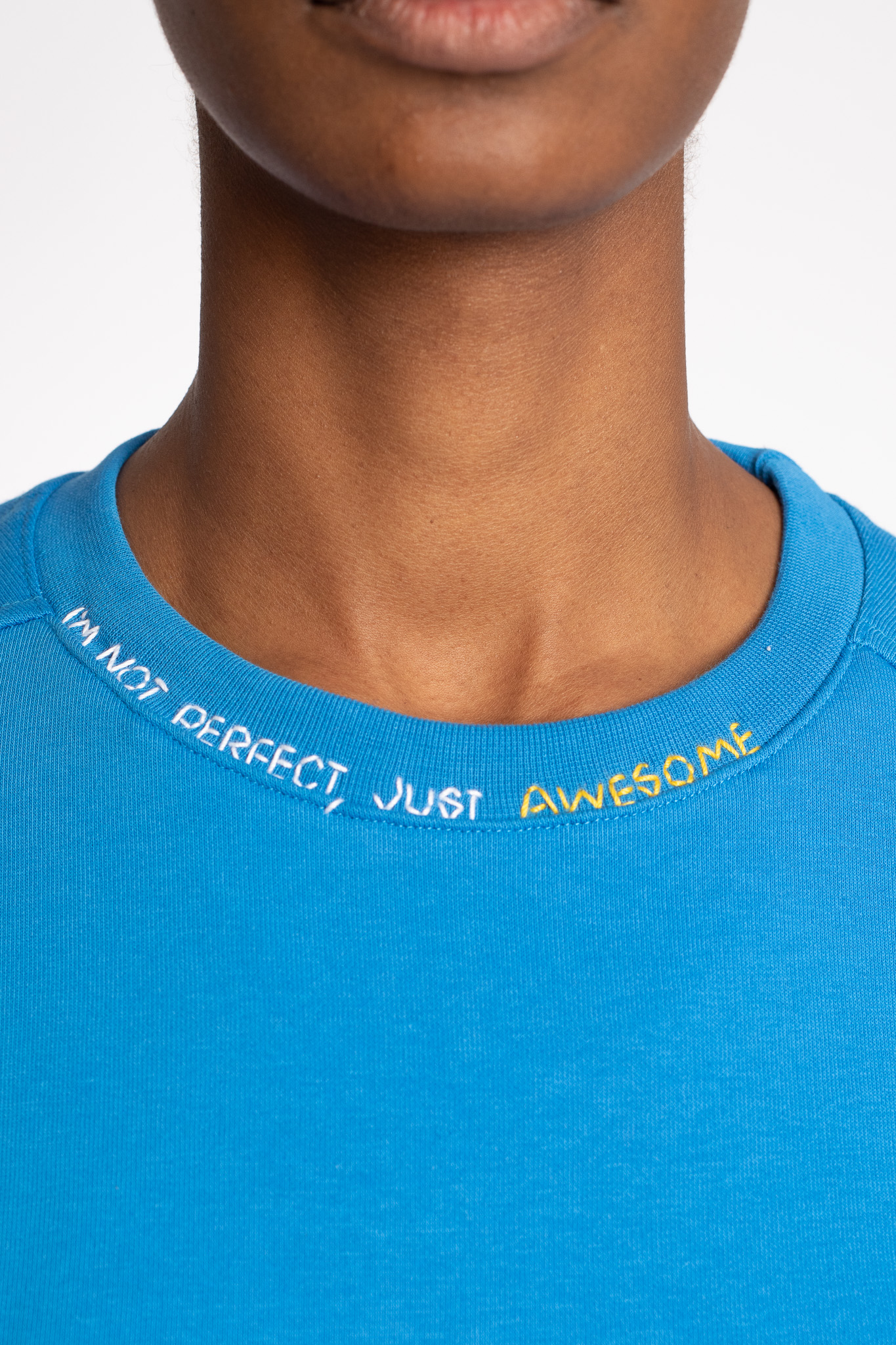 im not perfect just awesome embroidered blue sweatshirt