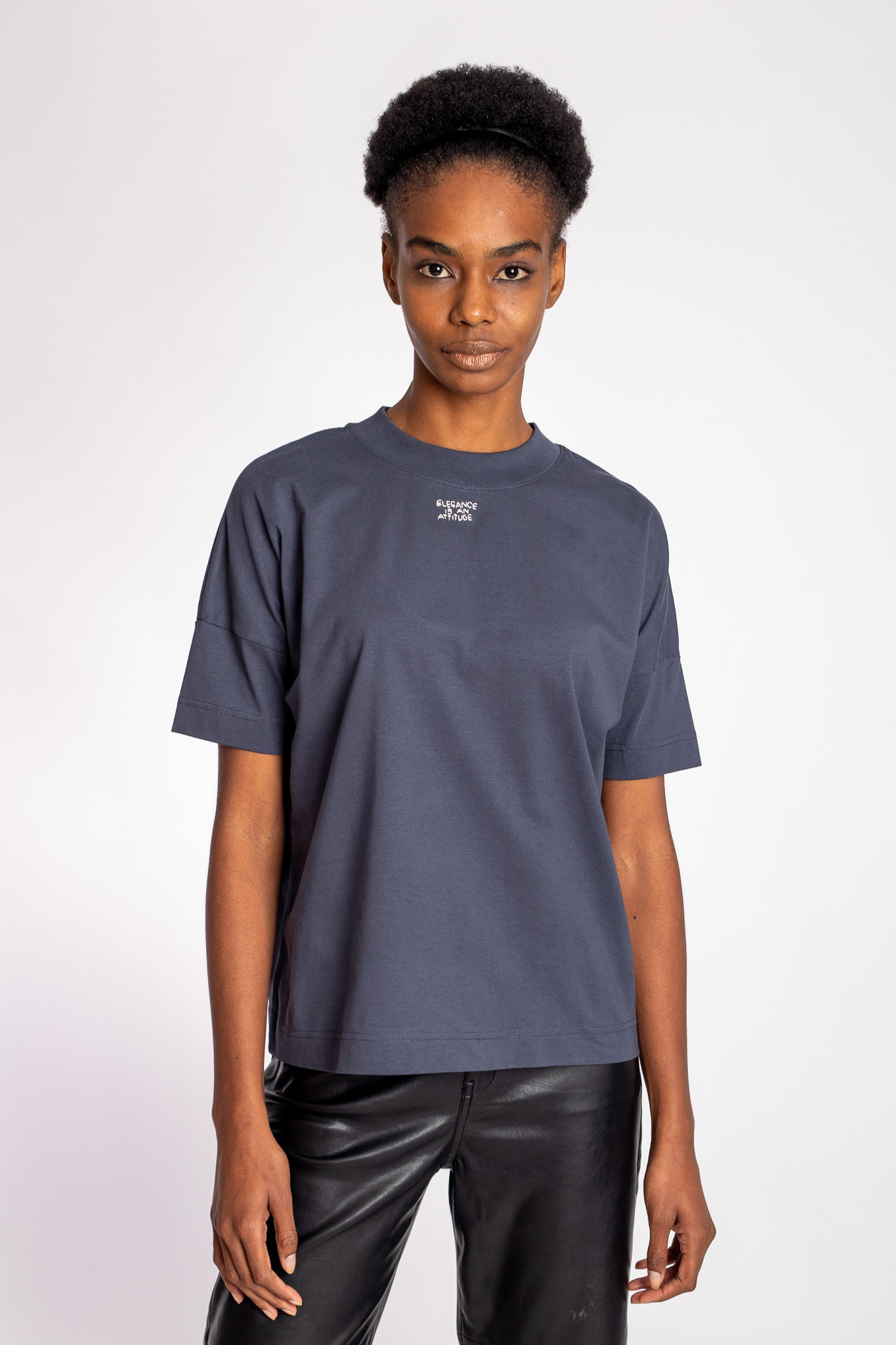 tee-shirt woman grey embroided