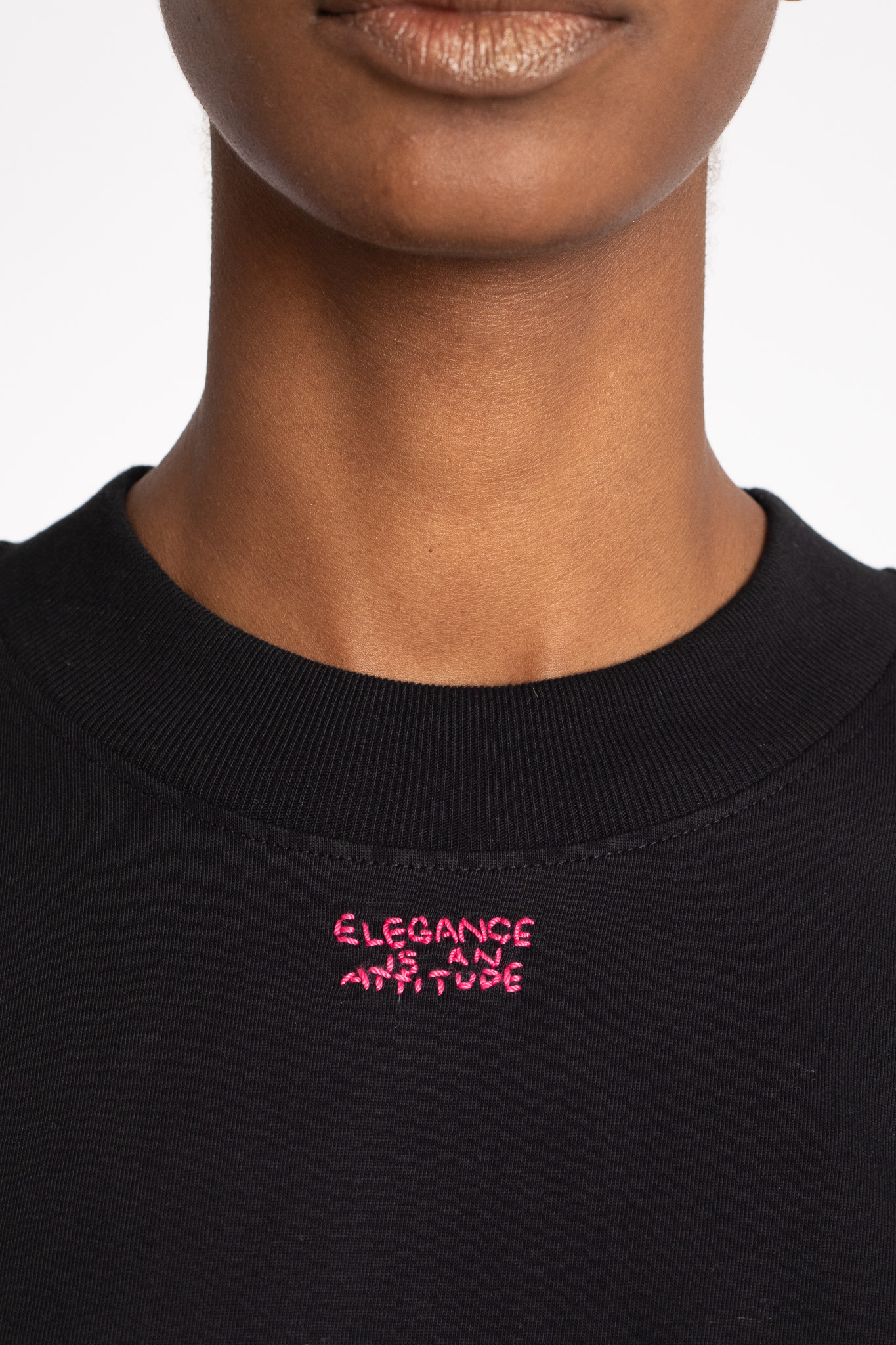 t-shirt woman black embroided