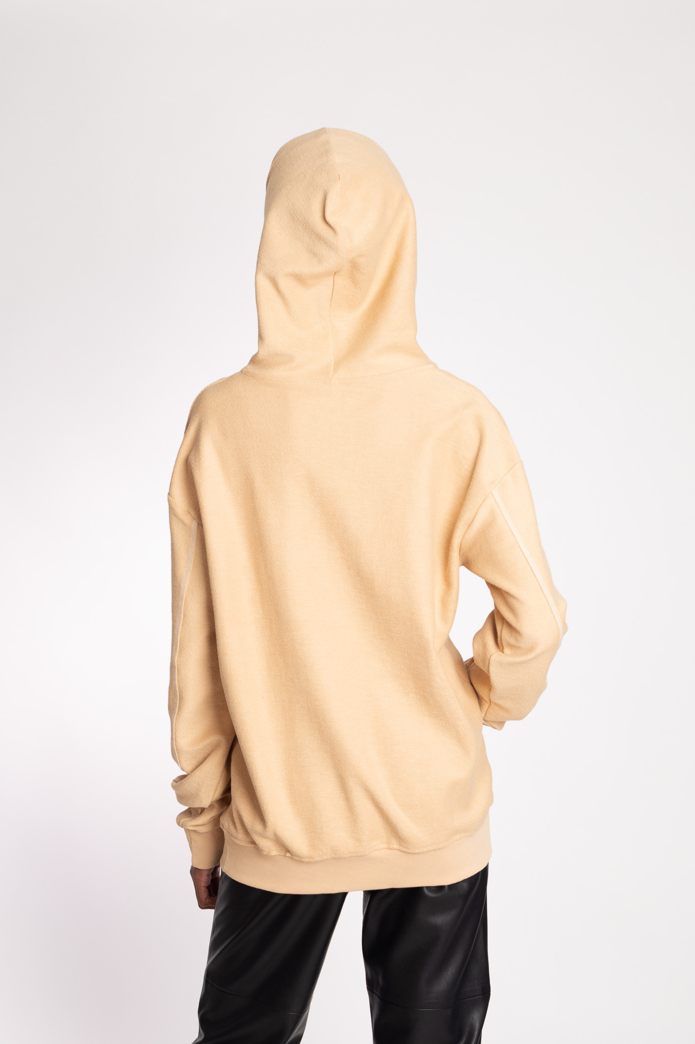 beige hood sweatshirt back view