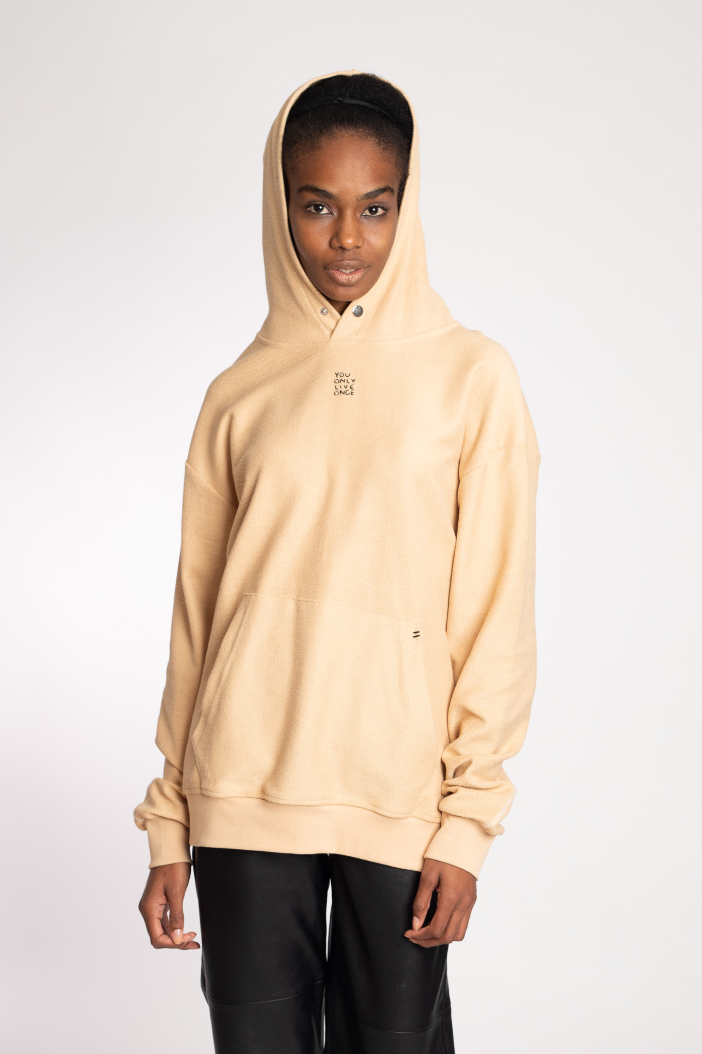 beige hood sweatshirt