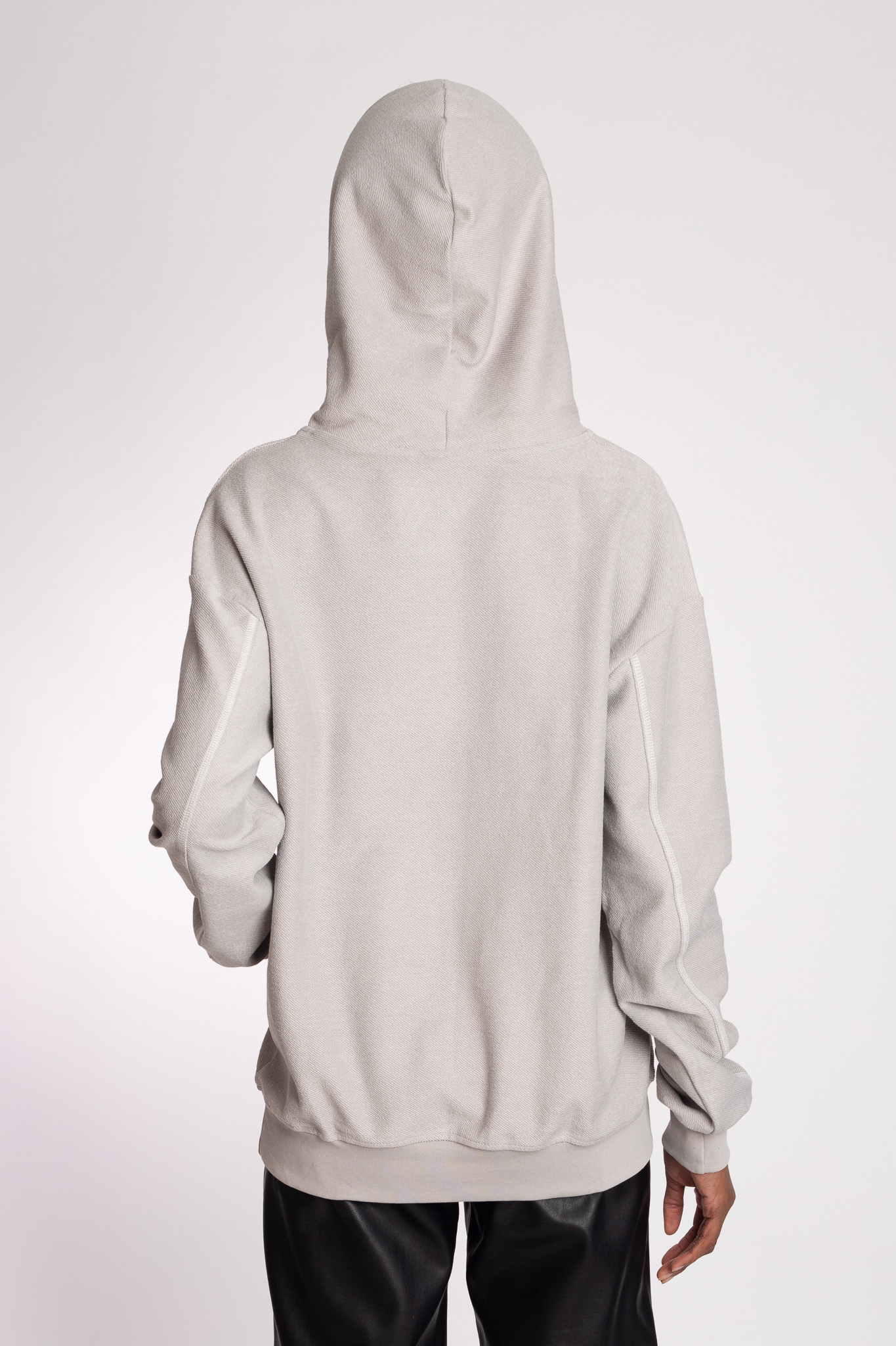 embroidered grey hoodie back view