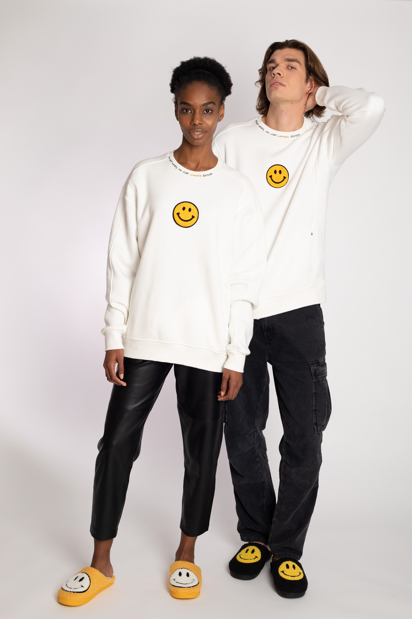 sweat-shirt unisex white smiley