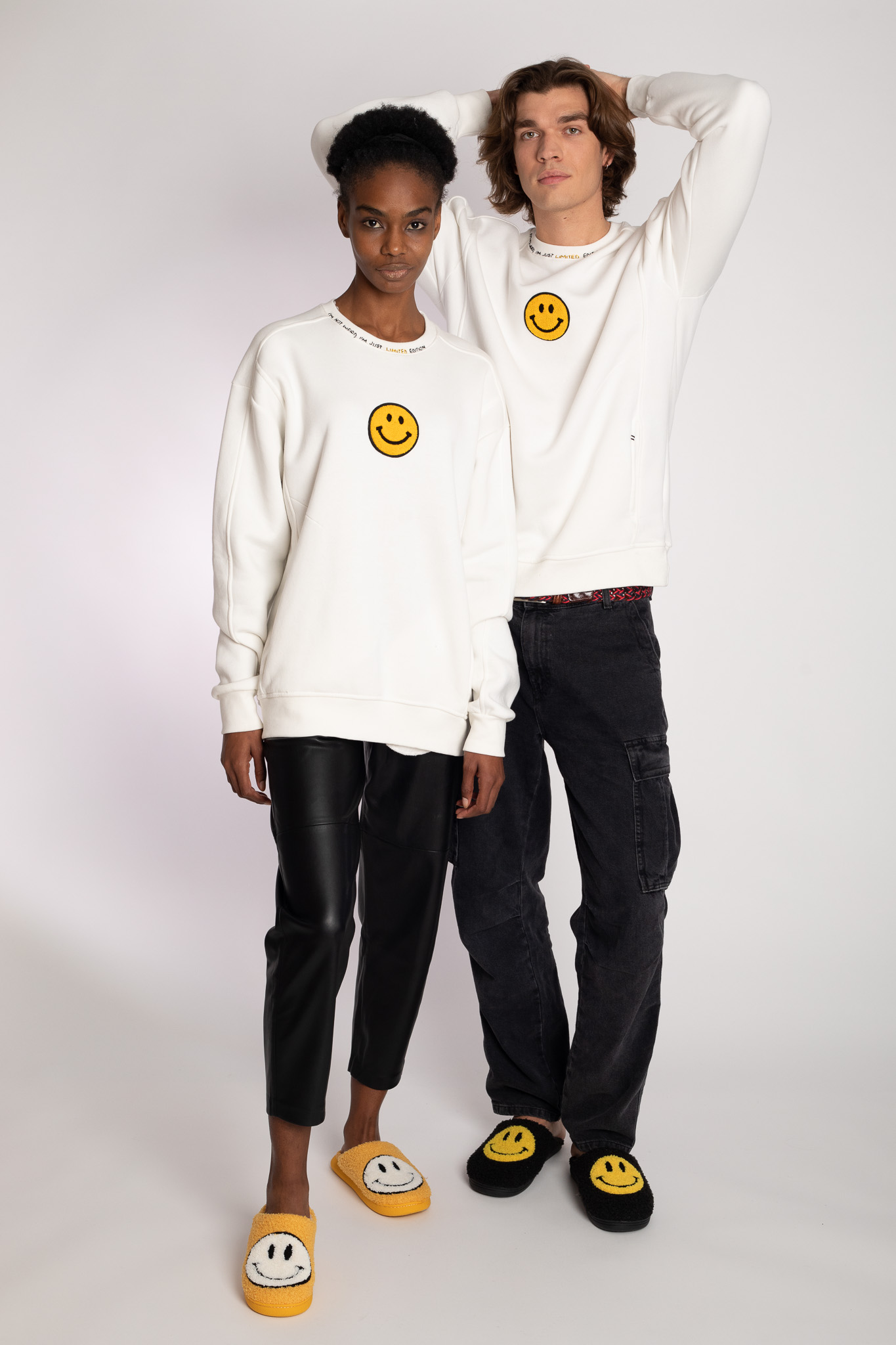 sweat-shirt unisex white smiley