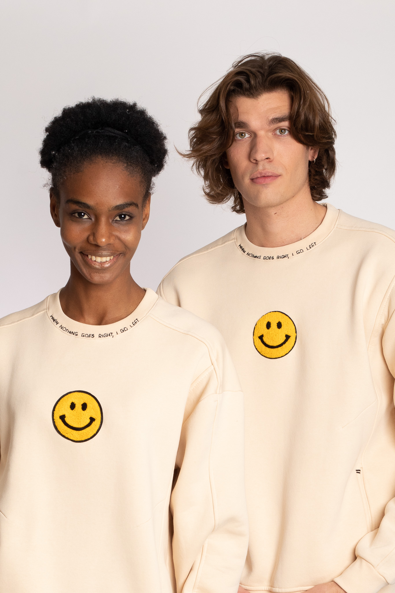 embroidered beige sweatshirt unisex