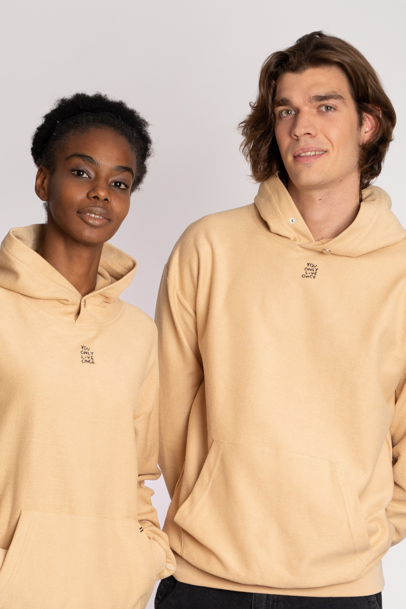 beige hood sweatshirt unisex