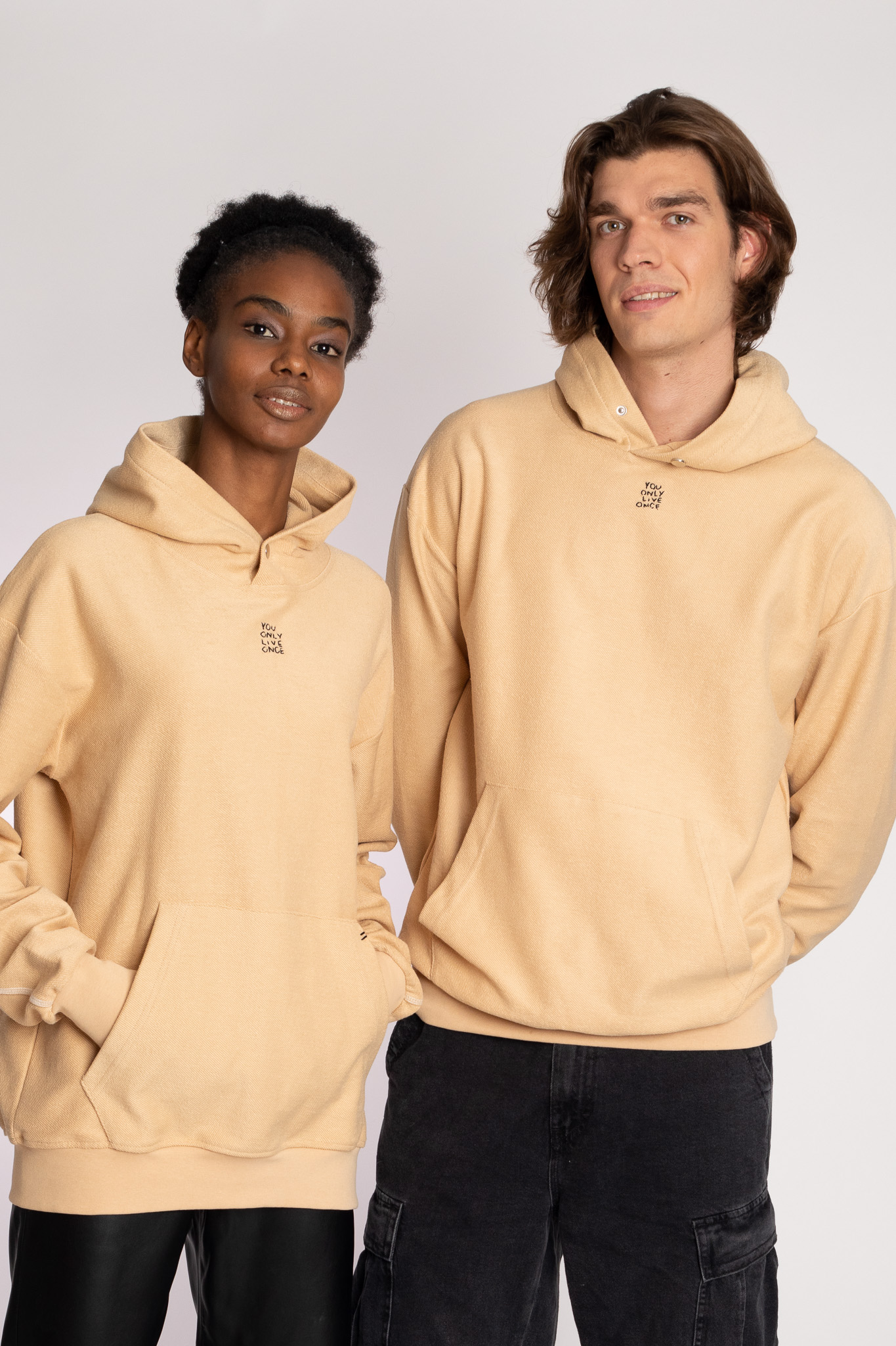 beige hood sweatshirt unisex