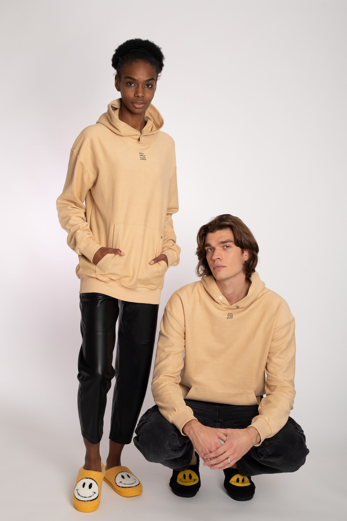 beige hood sweatshirt unisex