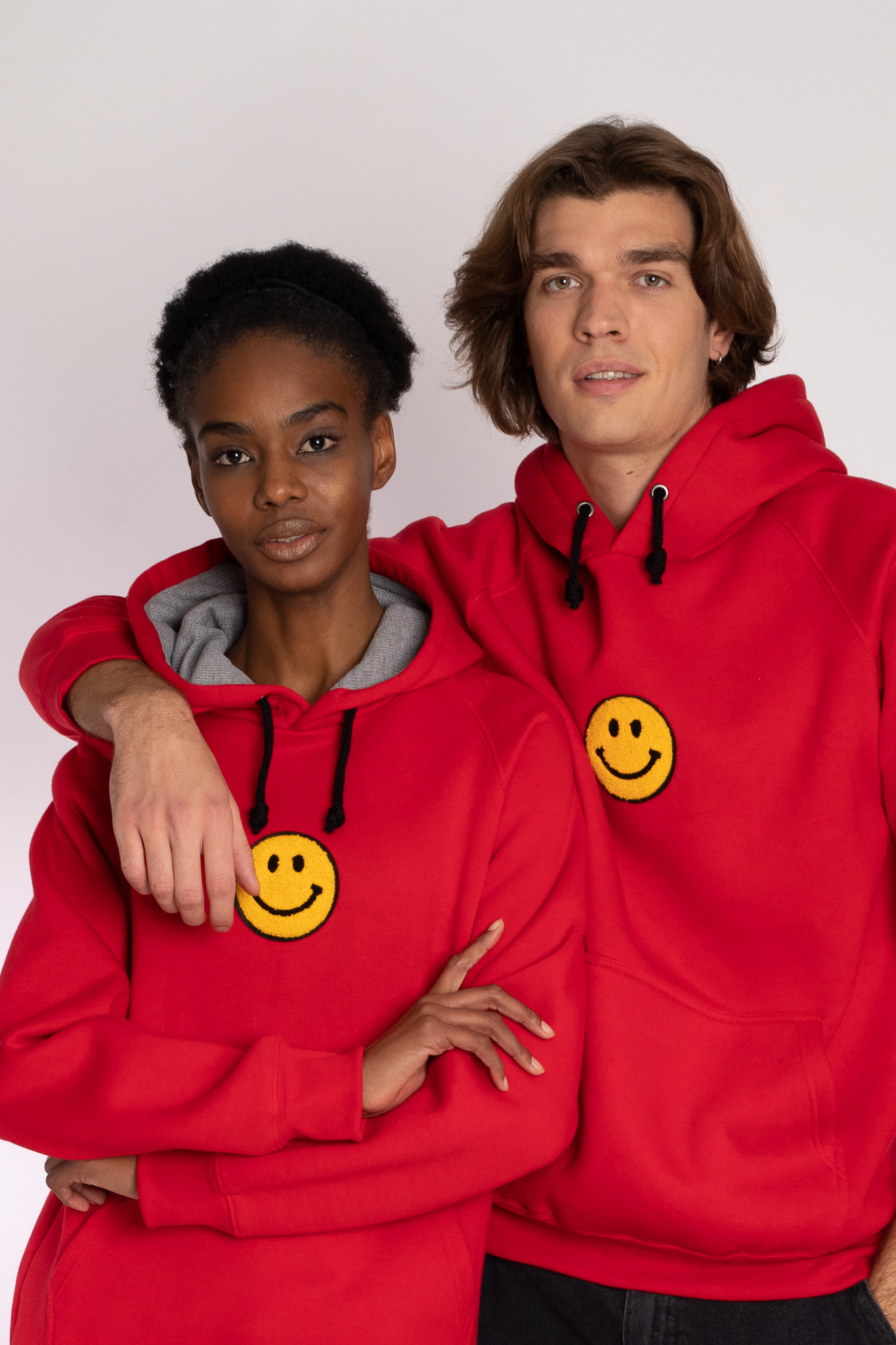 smiley face red hood sweatshirt unisex