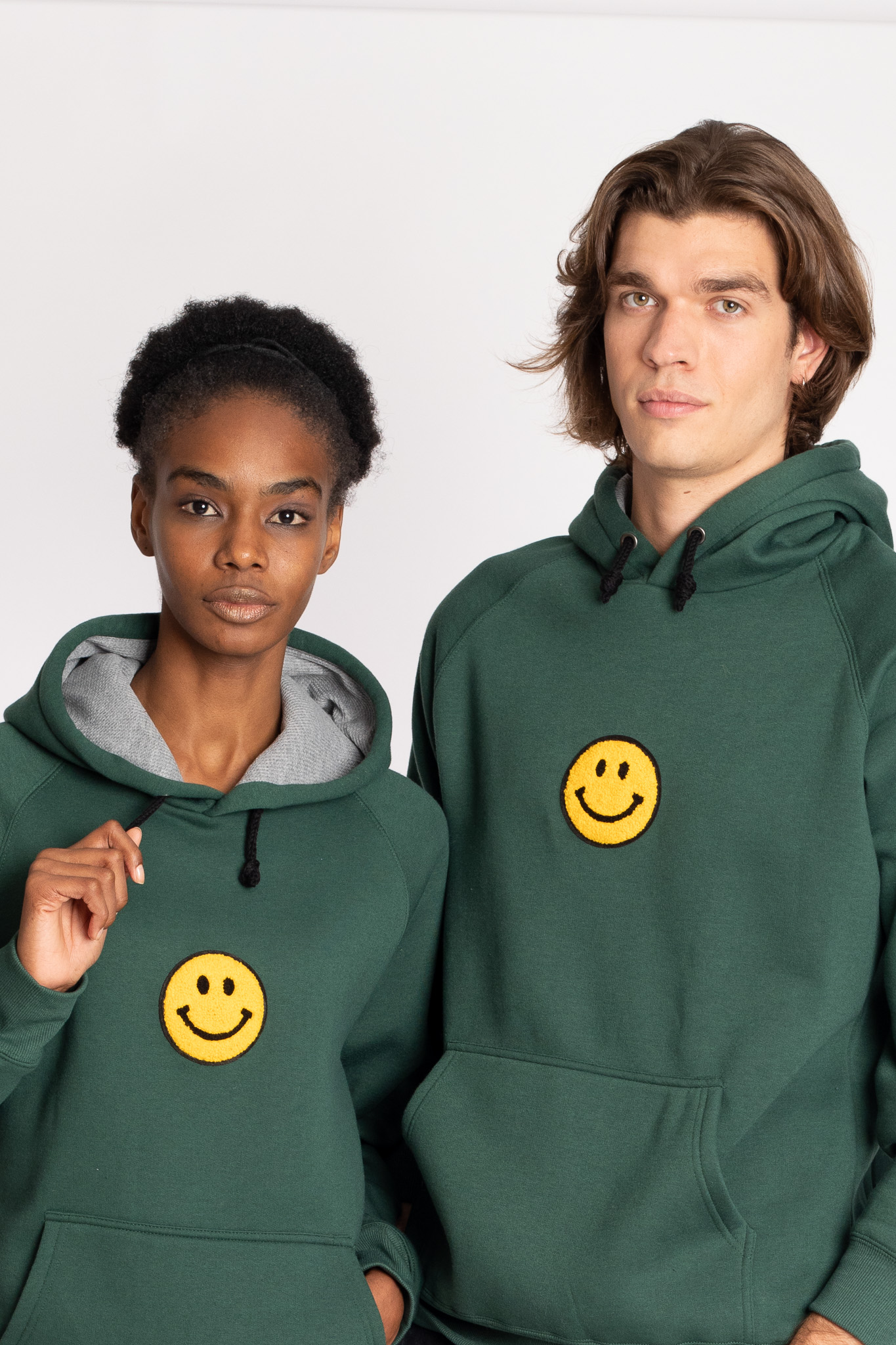 smiley face green hood sweatshirt unisex