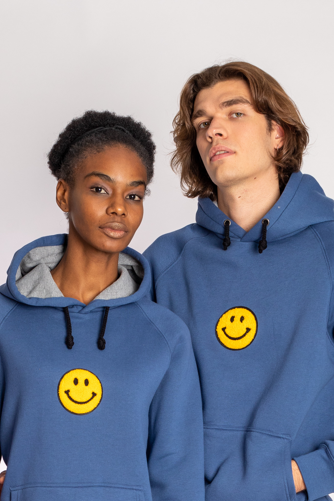 smiley face blue hoodie unisex