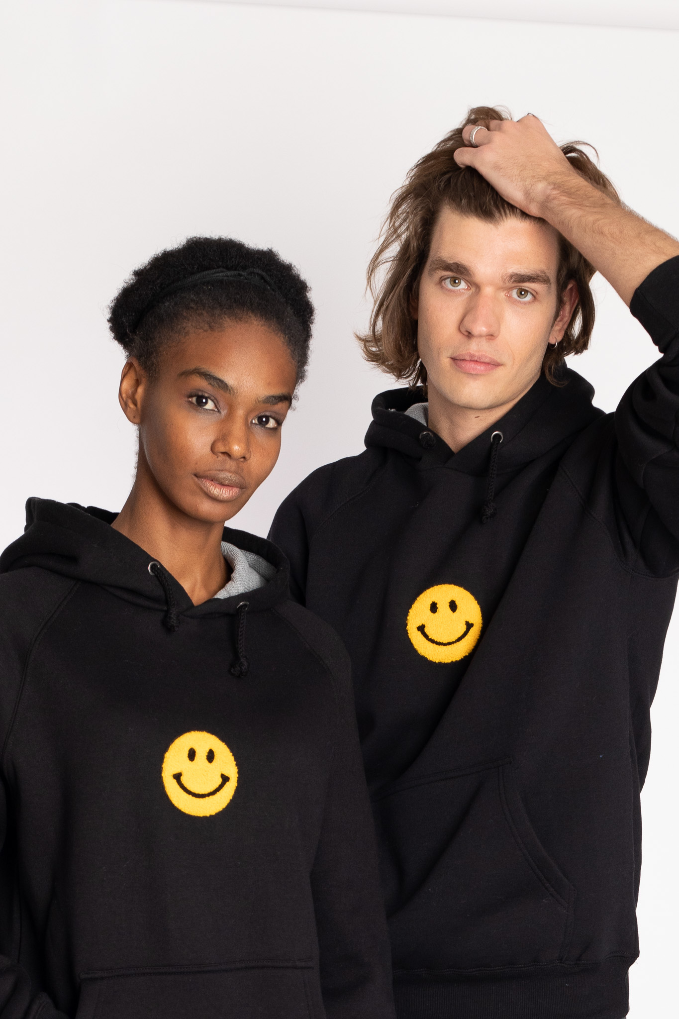 smiley face black hoodie unisex