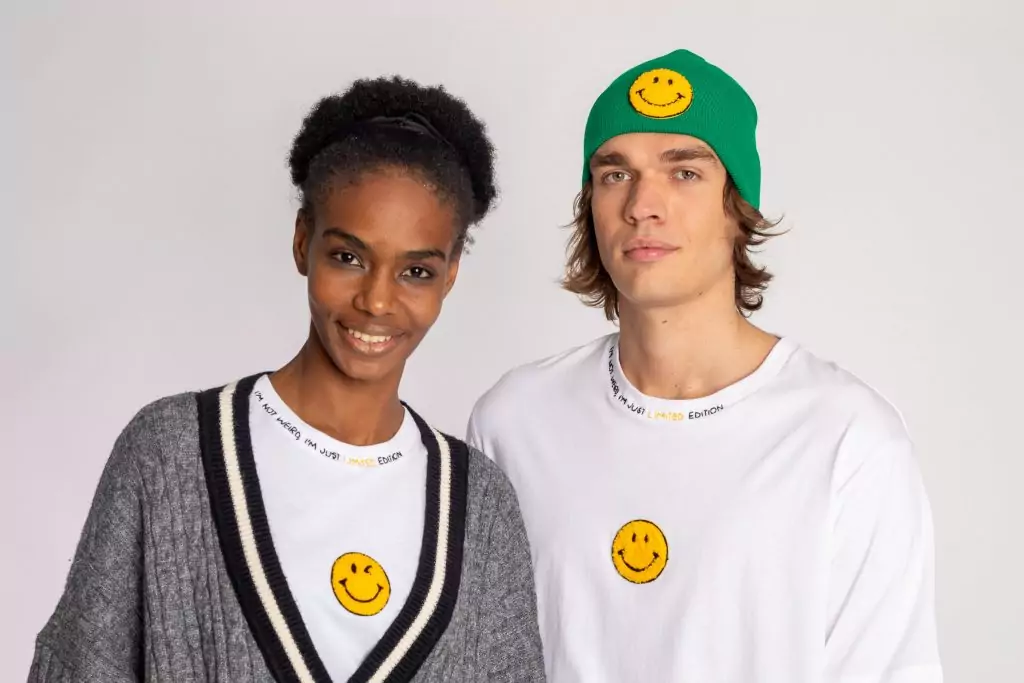 smiley face green beanie