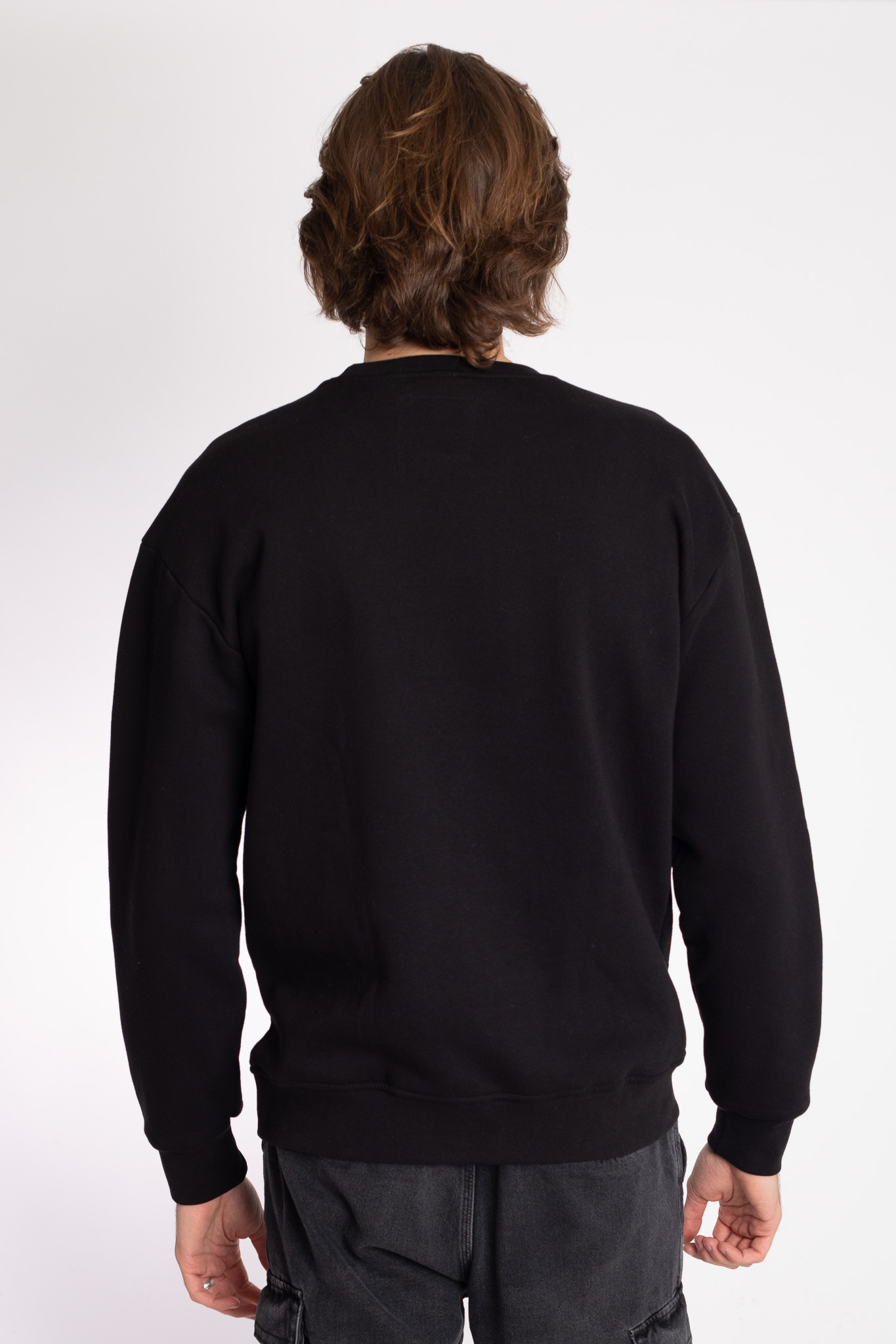 smiley face embroidered black sweatshirt men