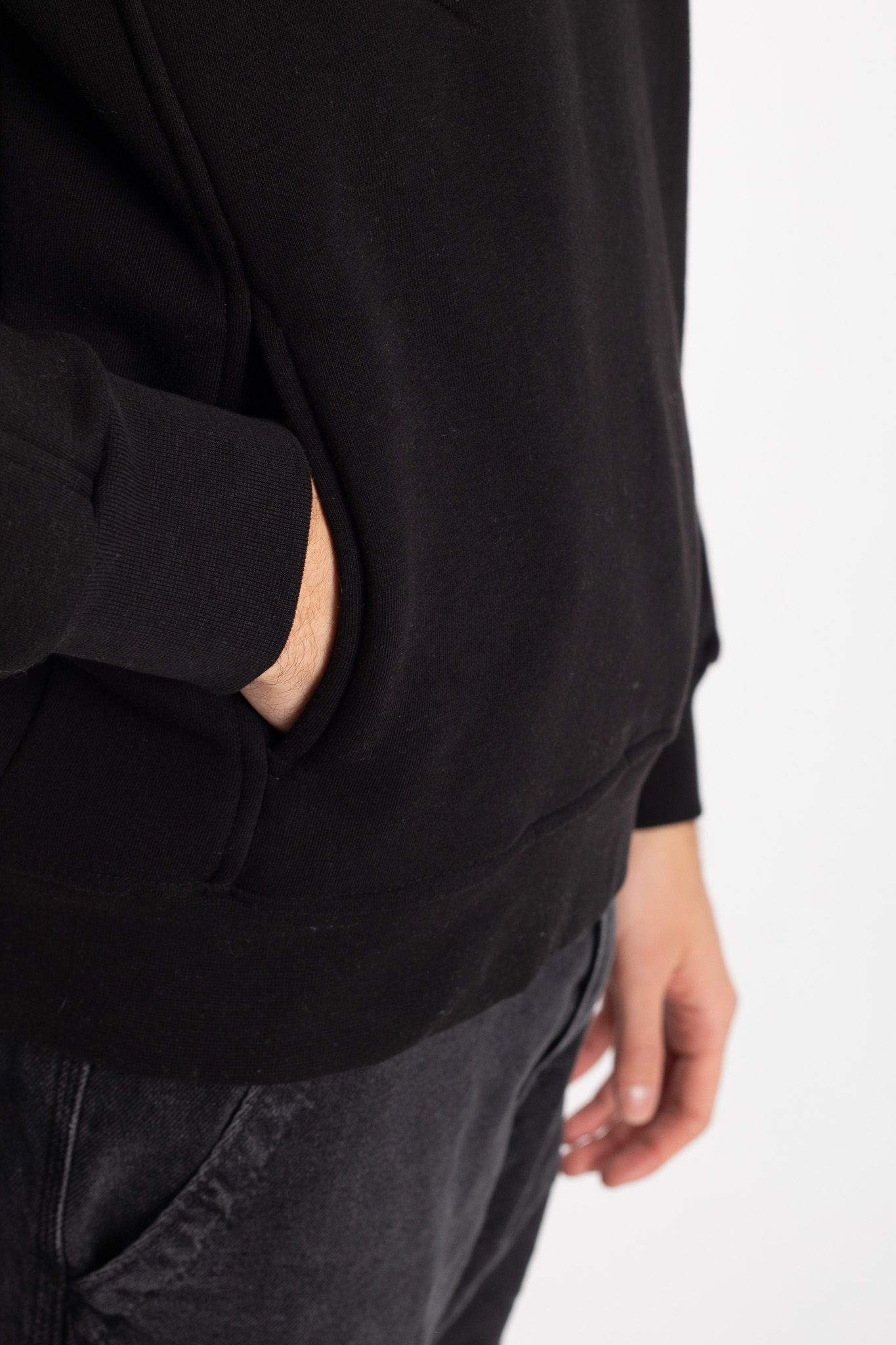 smiley face embroidered black sweatshirt men