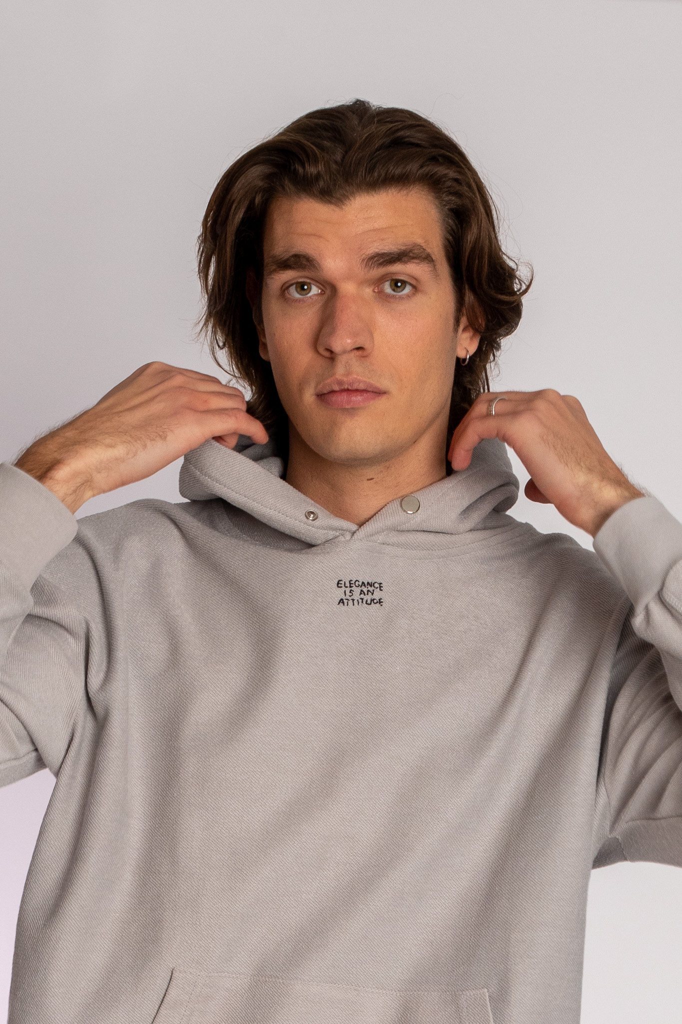 men grey hoodie